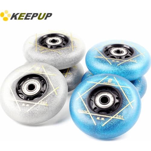 Roller skate replacement wheels PU wheel with double bearings, wear-resistant,diameter 72mm76mm80mm