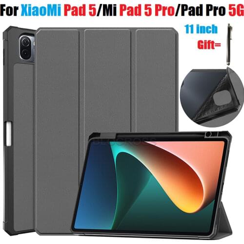 Slim Stand Shell For Xiaomi MiPad 5/MiPad 5 Pro 11inch 2021 Tablet Cover Ultra-Slim Smart Folio Funda Protector Case with Stylus