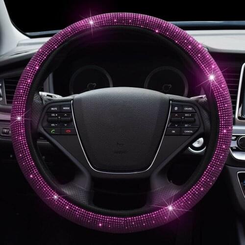 Universal Steering Wheel Cover Women Decorative Diamond Pink /37-38cm 1