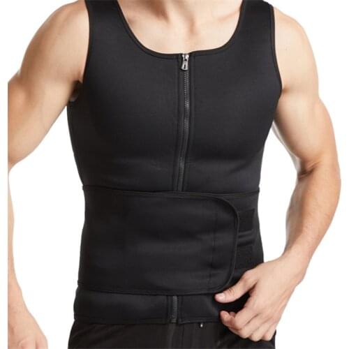 Sauna Body Shaper Men Waist Training Corset Black Tank Top Tummy Trimmer Fat Burn Abdomen Slimming Vest Shapewear