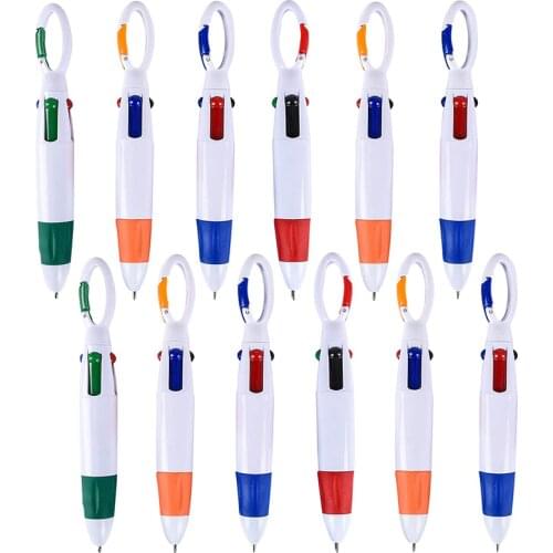 Shuttle Pens Retractable - Pack Of 12, Four Neon Color Pens in One,With Carabiner Keychain on Top, Great for School Projects and