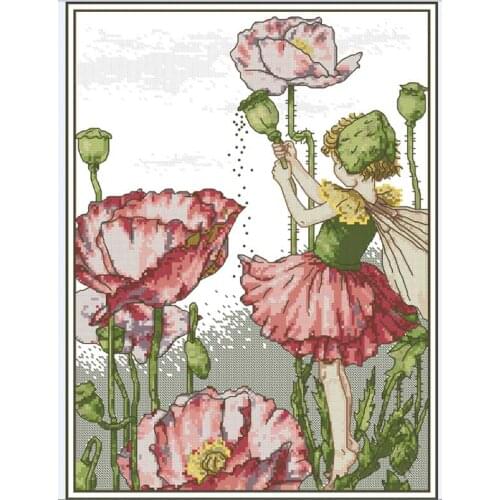 Poppy Fairy patterns Counted Cross Stitch 11CT 14CT 18CT DIY Chinese Cross Stitch Kits Embroidery Needlework Sets