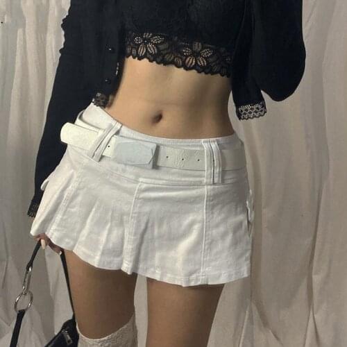 Pastel Goth Low Waist Black Micro Skirts Y2K Streetwear Pockets Patchwork A-line Skirt E-girl Aesthetics Outfits Zipper