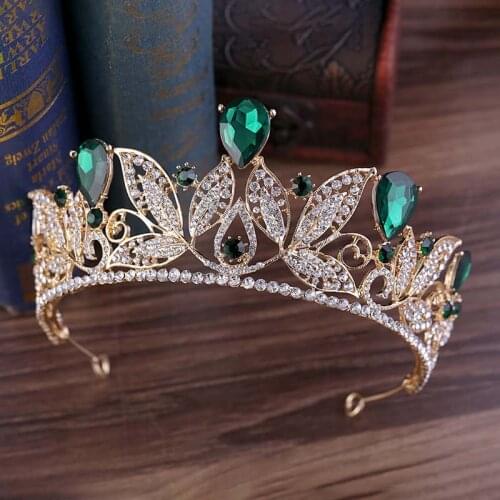 Women Clear Leaves Shape Tiara and Crowns Delicate Elegant Baroque Hair Band Bride Wedding Beauty Headpieces Hair Accessories