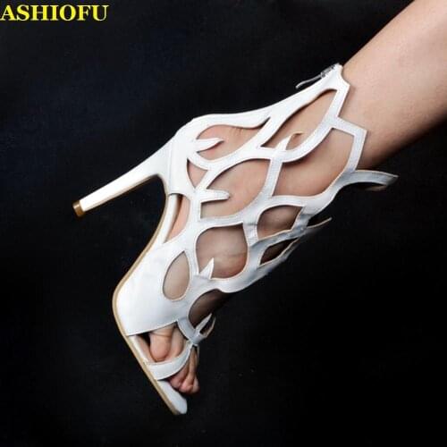 ASHIOFU Real Pictures Handmade Womens High Heel Sandals Wedding Party Summer Shoes Sexy Club Evening Fashion Sandals Shoes