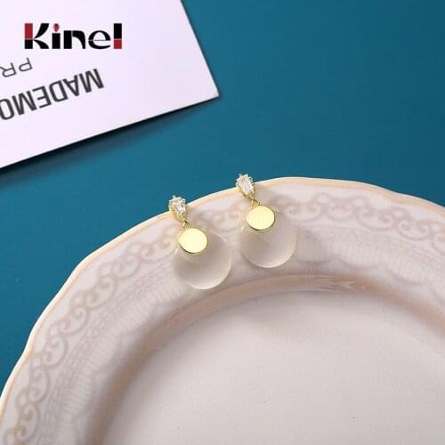 Kinel Genuine 925 Sterling Silver Opal Stud Earrings for Women Vintage Simple And Cool Fine Jewelry Silver Bijoux