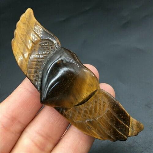 1pc natural obsidian crystal hand-carved quartz wings Aimei healing