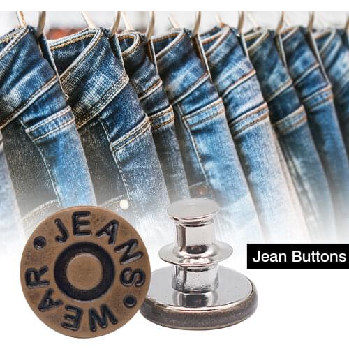 10PCS 17mm Zinc Alloy Jean Buttons No Sew Adjustable Buttons Replacement Kit For Jacket
