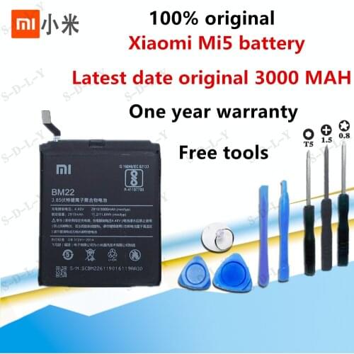 100% Original Backup for Xiaomi 5 BM22 Battery 2910 MAh Smart Mobile Phone for Xiaomi Mi5 Mi 5 + Tracking + Tools