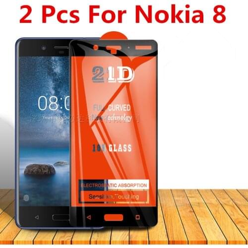 2 Pcs Curved Tempered Glass For Nokia 8 Full Cover 11H Protective film Screen Protector For NOKIA 8