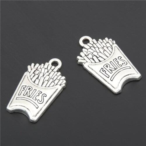 30pcs Silver Color French Fries Charms Pendants For Jewelry Making Charm Handmade DIY A2893
