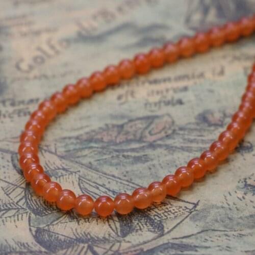 4mm Orange chalcedony round shape loose beads DIY stone beautiful fashion suitable jewelry making design 15"