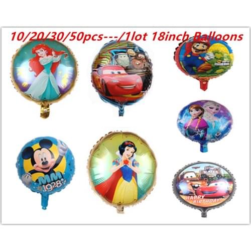 Disney Mickey Mouse 18 inch Aluminum Balloons Frozen princess balloons Baby Shower Decorations Balloons Kids Toy Birthday Party