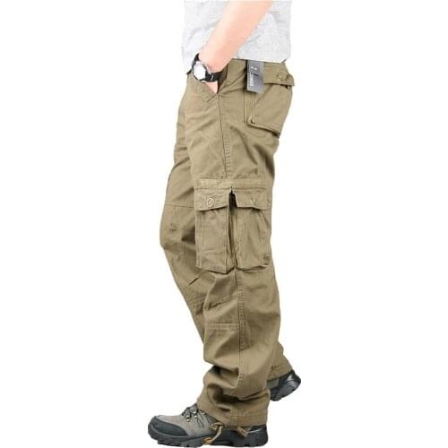Mens Cargo Pants Casual Multi Pockets Tactical Pants Autumn Cotton Army Long Trousers Men Military Loose Pants Pantalon Homme