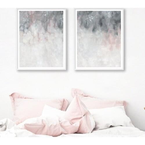 Pink Grey Wall Art Canvas Painting Bedroom Decor Blush Pink Grey Abstract Art Posters And Prints Wall Pictures Home Decoration