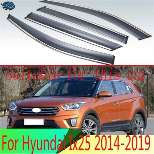 For Hyundai Ix25 2014-2019 Plastic Exterior Visor Vent Shades Window Sun Rain Guard Deflector 4pcs
