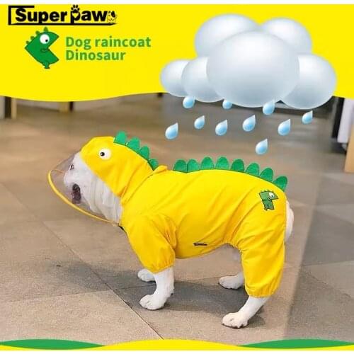 Cute Dinosaur Cosplay Dog Raincoat For Small Medium Dogs Rain Coat Pet Clothes Waterproof French Bulldog Pug Corgi Jacket HEC03