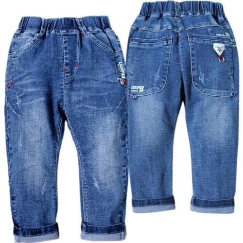 4117 elastic waist spring autumn soft denim jeans pants kids boys jeans boy trousers baby blue children fashion new
