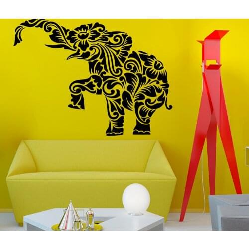 Tribal Bohemian Elephant Huge Silhouette Wall Decals Home Livingroom Special Decor Art Wall Sticker Indian Style Elephant W-447