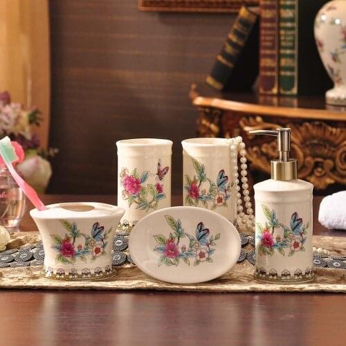 European ceramic bathroom five sets of ceramic bathroom products wash kit toothbrush cup set wedding gift