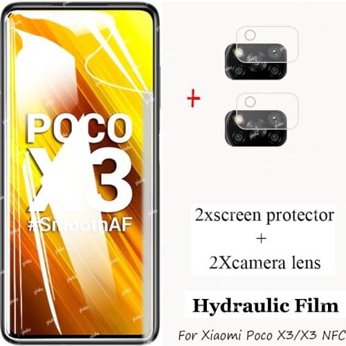 Hydrogel Film for xiaomi poco x3 little X3 X 3 camera lens soft glass for xiaomi poco x3 nfc screeen protector protective film