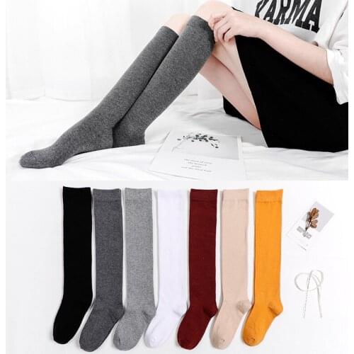 Harajuku Retro Women Cotton Autumn Winter Long Socks Casual Thick Warm Sock Lady Gift White Black Yellow Grey Red School Girl