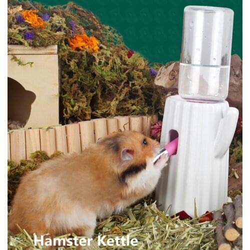 Hamster Water Bottle Ceramic Hamster Water Bottle Holder Anti-rollover Golden Bear Chipmunk Small Animal Kettle Hamster Supplies