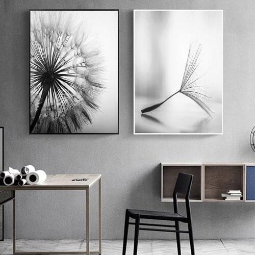 Dandelion Flower Canvas Painting Modern Black White Art Pictures for Home Decoration Living Room Abstract Wall Poster No Frame