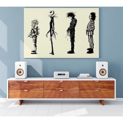 Painting Canvas Posters and Print Cuadros Wall Art Picture for Home Decor Tim Burton Movie Beetlejuice Edward Scissorhands Movie
