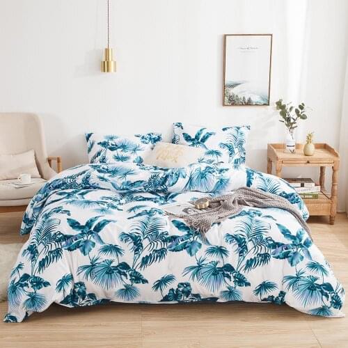 Pastoral Polyester Bedclothes Bedding Linen Set Soft Comfortable Bedding Set US Twin Queen King Plant Flower Bed Set for Adults