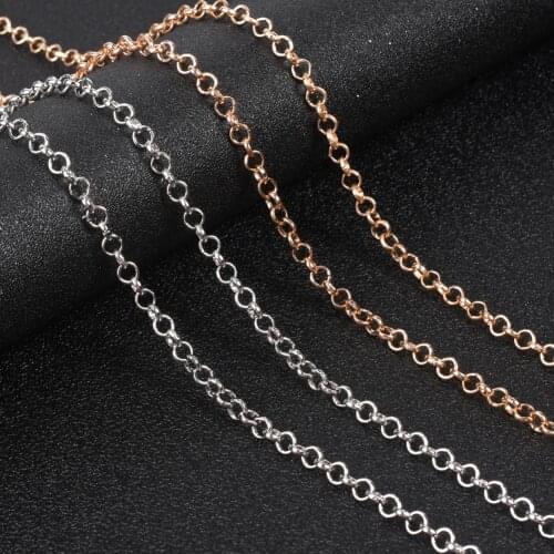 1Meter 5mm Round O Chains For Jewelry Making Supplies Gold Rhodium Color Necklace Bracelet DIY Link Chain Accessories