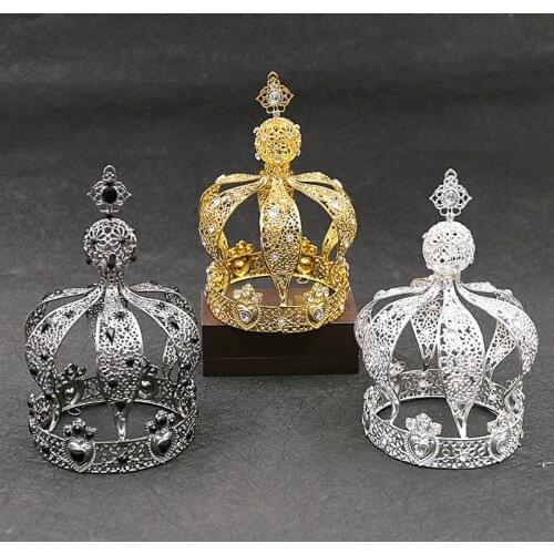 Castle Metal Crown- Cake Crown Topper King Retro Black headdress Baroque crown ornaments