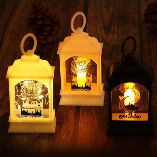 Muslim Decorative Lantern Eid Moon Ornament String Candle Wind Lamp Ramadan LED Lights Ramadan Pattern Party Holiday Decorations