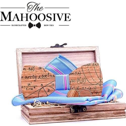 Men Wood Party Wedding Meth pattern Novelty Self Bow Tie Pocket Square Set Bow Tie handkerchief cufflinks set