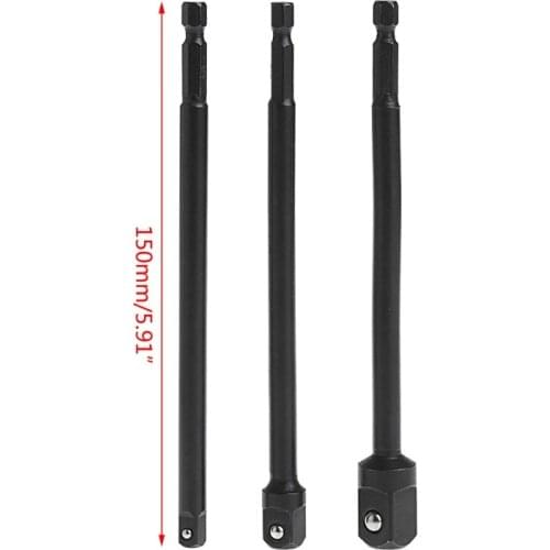 3 Pcs Socket Adapter Set Hex Shank To 1/4 3/8 1/2 Inch Impact Driver Drill Bits A0KF