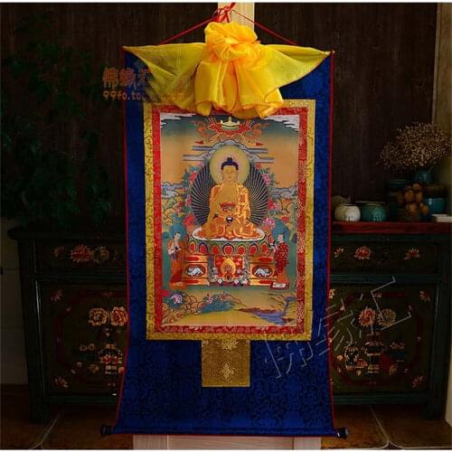 Venta al por mayor budista suministros. 2019 el budismo, casa decoración, arte de la seda, el Buda Shakyamuni Thang-ga Thangk