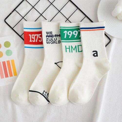 Unisex Womens Mens Socks Hip Hop Street Sport Socks 1 Pair Number English Letter Socks Cotton Simple Style Fashion Socks