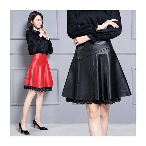 2019 New Fashion Genuine Sheep Real Leather Skirt K23