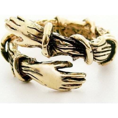 New Vintage Thorns Hand Hugging Rings Creative Thorns Hand Open Finger Adjustable Hand Ring For Women Men Fashion Jewelry