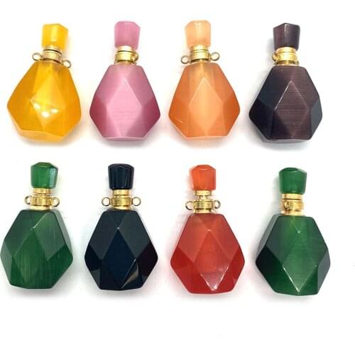 Natural Stone Perfume Bottle Pendant Double Hole Geometric Necklace Fashion Suitable for Elegant Women Love Romantic Gift