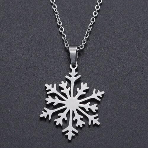 Snowflake Stainless Steel Charm Necklace for Women Dainty Steel Necklaces Wholesale Accept OEM Order Fashion Jewelry Necklaces
