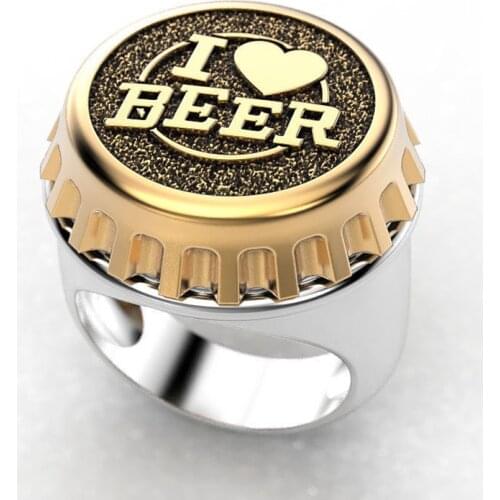 Beer Cap Design Fashion Rings Men Women Gold Mixed Carved Word Letter Cool Finger Rings 2020 Newest Jewelry