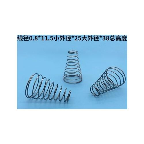 Hot sale 10pcs/lot 0.8*11*25*38mm Stainless steel conical compression springs manufacturer free shipping
