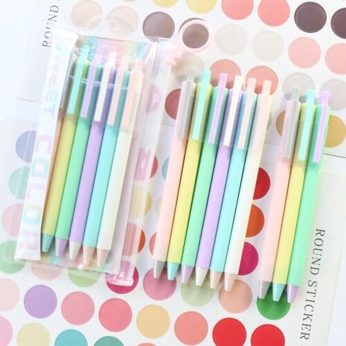 Domikee cute candy rainbow color office school block gel pens lot Korean student writing pens stationery supplies 0.5mm black