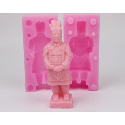 High quality Silicone mould Terracotta Warrior 3D fondant cake mold Handmade soap mold resin clay craft DIY Gypsum incense tools