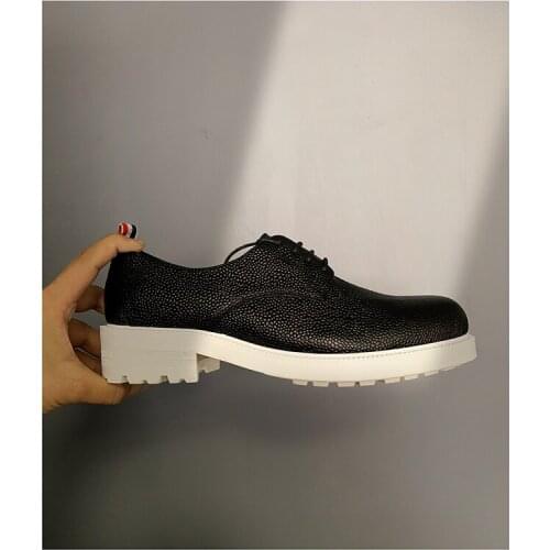 New Fashion Genuine leather Derby Shoes handmade High Top Formal Business Shoes Lace up black men shoes