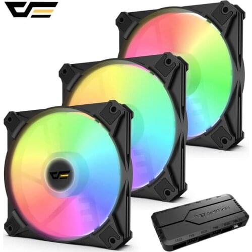 DarkFlash CX6 RGB Fan 120mm AURA SYNC Cooling Fan PWM 4pin+3pin PC Case Fan RGB Controller Adjust lights Fan Speed