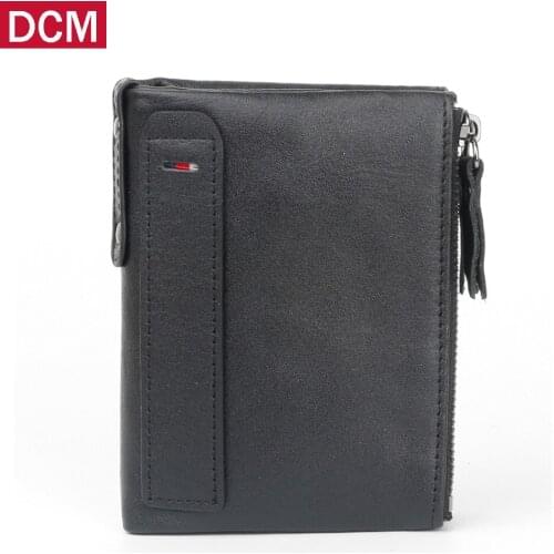 Vintage Designer 100% Crazy Horse Genuine Carteiras Masculinas Handmade Leather Men Wallets Multi-Functional Cowhide Coin Purse