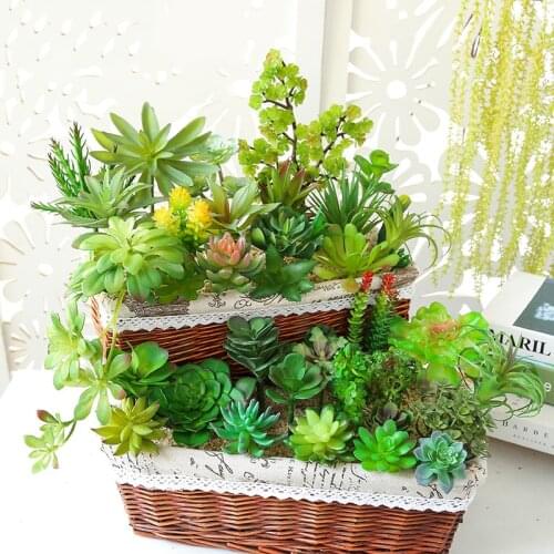 Green Artificial Succulent Plants Home Garden Wedding Decor Fake Plant DIY Flower Succulents Arrangement Plante Artificielle