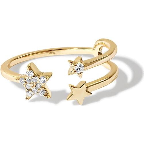 CANNER Open Rings for Women Stars Moon Heart Gold/Silver Rings Wedding Ring 925 Sterling Silver Jewelry Multi-style Finger Ring